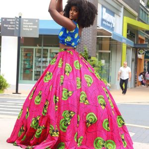 Obaapa Crop Top Skirt Ball Gown Ankara African Print Set