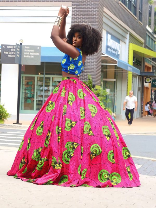 Obaapa Crop Top Skirt Ball Gown Ankara African Print Set