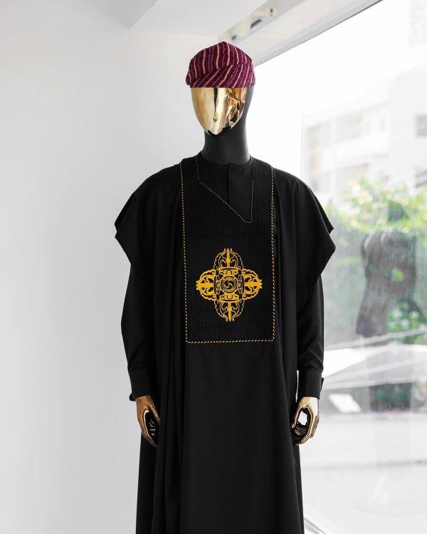 Shop Charcoal Black, Embroidery Traditional African Agbada - Deji & Kola