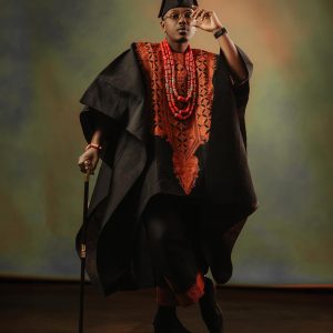 Shop Charcoal black, Arewa embroidery traditional Agbada - Deji & Kola