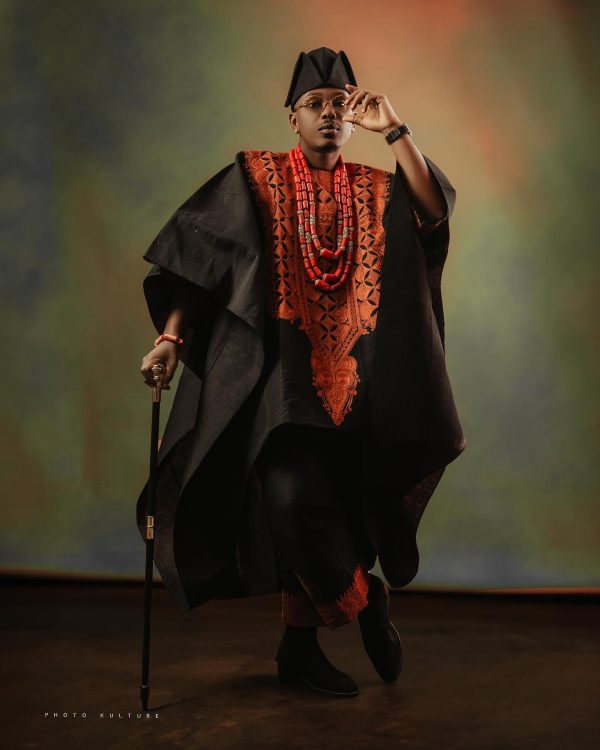 Shop Charcoal black, Arewa embroidery traditional Agbada - Deji & Kola