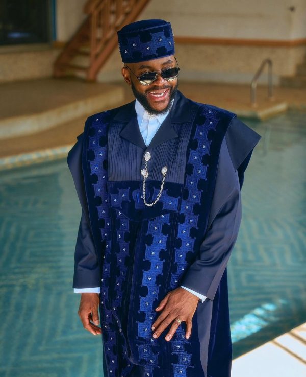 Shop Navy Blue, Deltagbada Embroidery Details Agbada - Deji & Kola