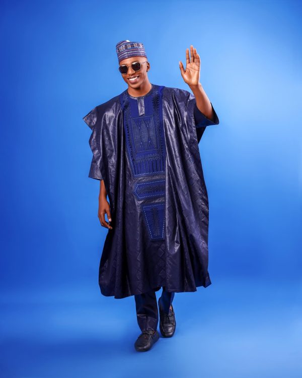 Shop Navy Blue, Malian Embroidery Traditional Agbada - Deji & Kola